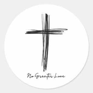 Keine größere Liebe Kreuz Christlich Ostern Gesche Runder Aufkleber