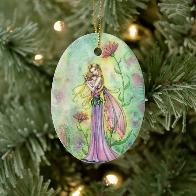 Keine größeren Geschenke Mutter und Baby Fairies Keramik Ornament (Baum)