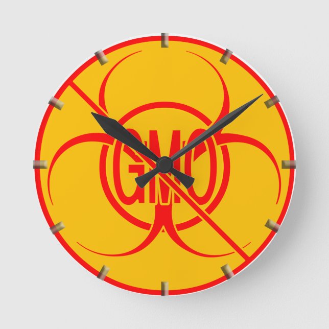 Keine GVO-Uhr Bio-Risiko-Warnung keine GVO-Geschen Runde Wanduhr (Vorderseite)