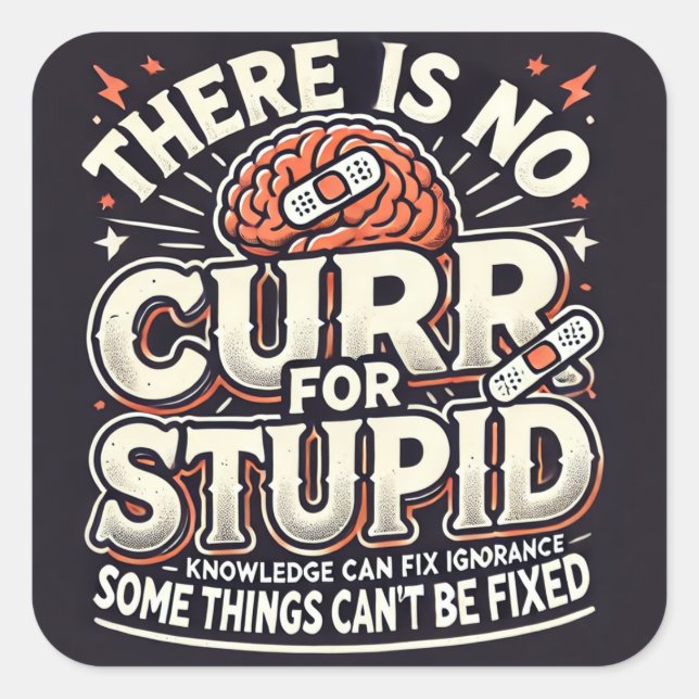 keine Heilung für Dummkopf Quadratischer Aufkleber (Vorderseite)