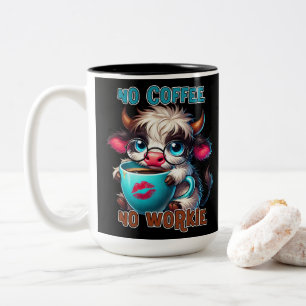 Keine Kaffee, keine Arbeit Zweifarbige Tasse