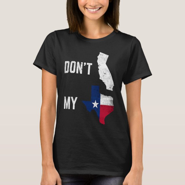 Keine Kalifornien, meine Texas-Flag-Karte störte V T-Shirt (Vorderseite)