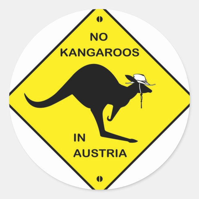 Keine Kängurus in Österreich! Runder Aufkleber (Vorderseite)