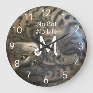 Keine Katze, kein Leben Große Wanduhr
