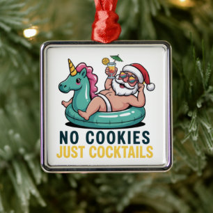 Keine Kekse, nur Cocktails Santa Sommer Weihnachte Ornament Aus Metall