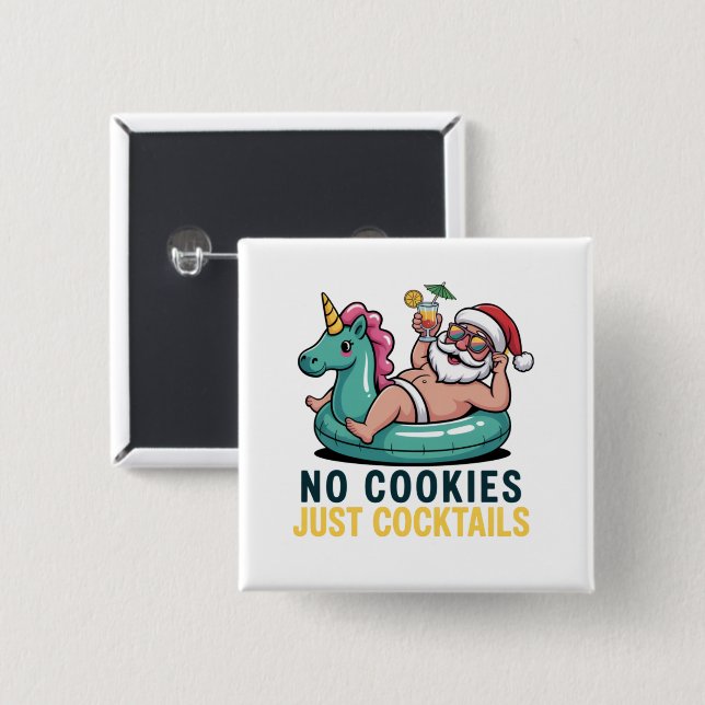 Keine Kekse nur Cocktails Weihnachten Button (Vorne & Hinten)