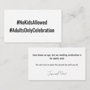 Keine KIDS Hochzeit 💍 Minimalistisches Elegant Begleitkarte
