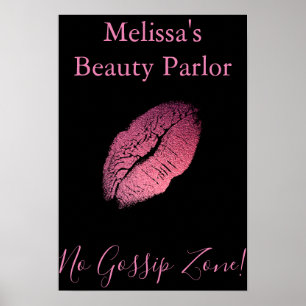 Keine Klatschzone Rosa Lippen auf schwarzem Hinter Poster