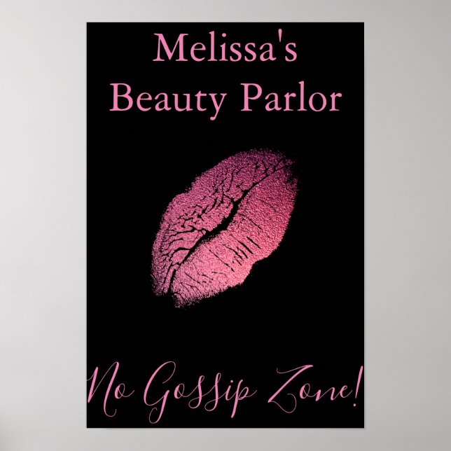 Keine Klatschzone Rosa Lippen auf schwarzem Hinter Poster (Vorne)
