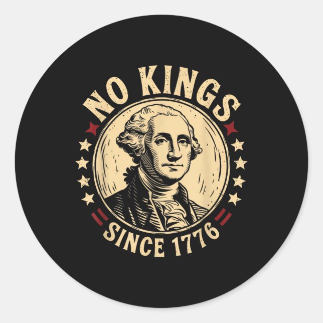 Keine Könige in Amerika 1776 Rettete Demokratie in Runder Aufkleber (Vorderseite)