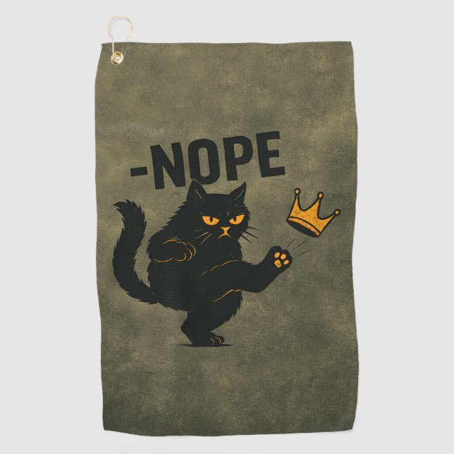 Keine Könige in Amerika Black Cat Funny Kicking Cr Golfhandtuch (Vorderseite)