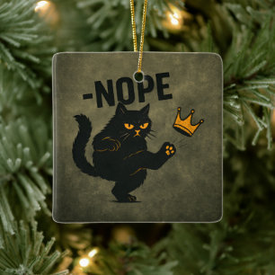 Keine Könige in Amerika Black Cat Funny Kicking Cr Keramikornament