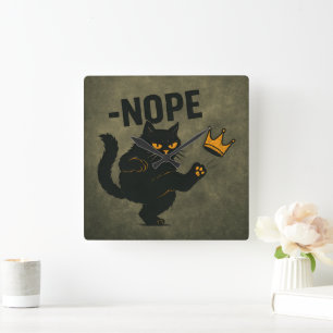 Keine Könige in Amerika Black Cat Funny Kicking Cr Quadratische Wanduhr