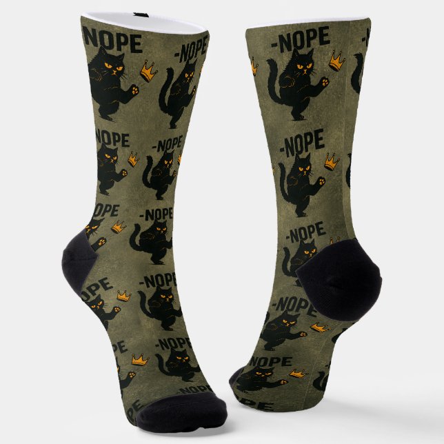 Keine Könige in Amerika Black Cat Funny Kicking Cr Socken (Gewinkelt)