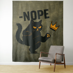 Keine Könige in Amerika Black Cat Funny Kicking Cr Wandteppich
