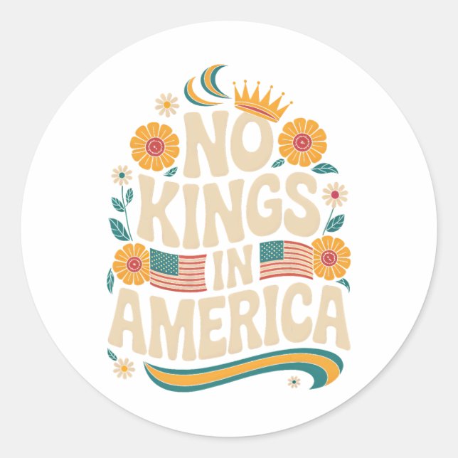 Keine Könige in Amerika Retro-70er Runder Aufkleber (Vorderseite)