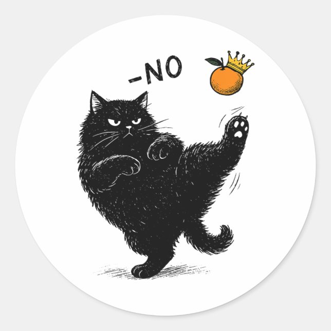 Keine Könige in Amerika Schwarze Katze lustige pol Runder Aufkleber (Vorderseite)