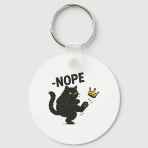 Keine Könige in Amerika Schwarze Katze lustige pol Schlüsselanhänger