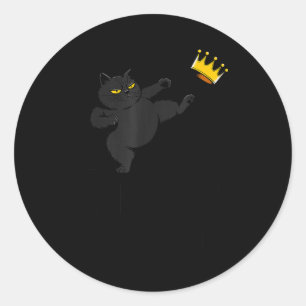 Keine Könige in Amerika Schwarze Katze Lustiger Li Runder Aufkleber