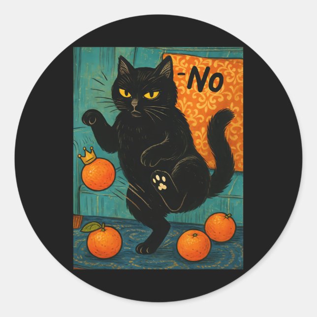Keine Könige in Amerika schwarze Katze politischer Runder Aufkleber (Vorderseite)