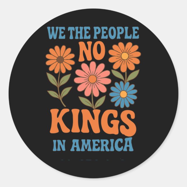 Keine Könige in Amerika Wir Menschen Retro Boho Fl Runder Aufkleber (Vorderseite)
