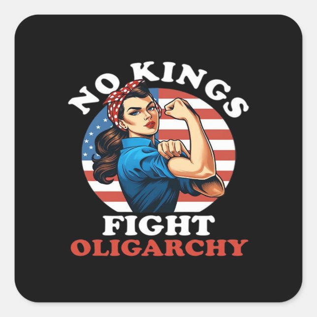Keine Könige Oligarchie Retro Klassiker Quadratischer Aufkleber (Vorderseite)