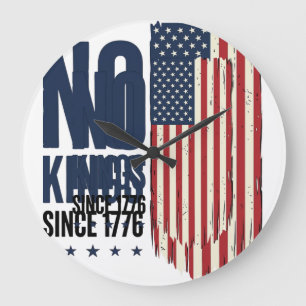 Keine Könige seit 1776 Patrioten-Flag-Shirt-Design Große Wanduhr