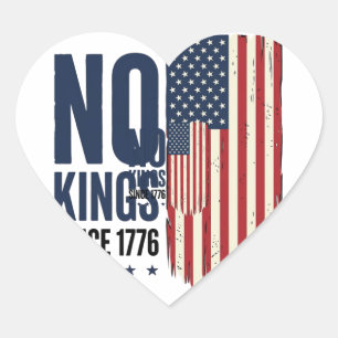 Keine Könige seit 1776 Patrioten-Flag-Shirt-Design Herz-Aufkleber
