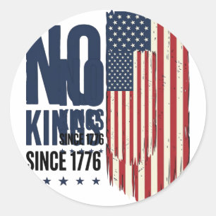 Keine Könige seit 1776 Patrioten-Flag-Shirt-Design Runder Aufkleber