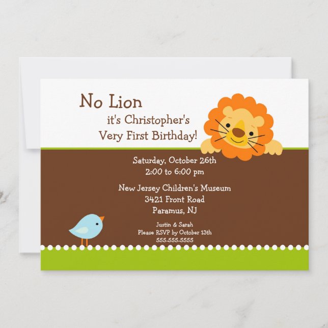Keine Lion Kindergeburtstag Einladung (Vorderseite)