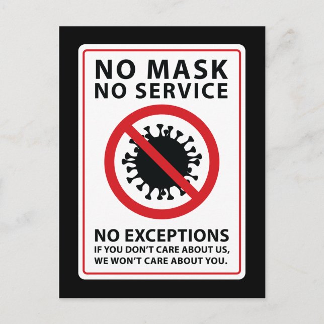Keine Maske kein Dienst Postkarte (Vorderseite)