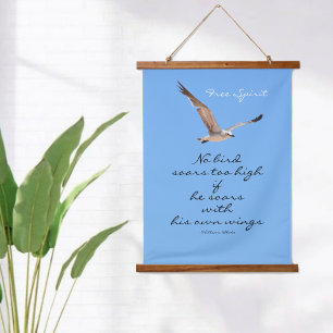 Keine Möwe fliegt zu hoch Blaue Möwen Wandteppich Mit Holzrahmen