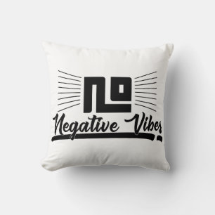 Keine negativen Vibes Schwarzes Grafikbild-Typogra Kissen