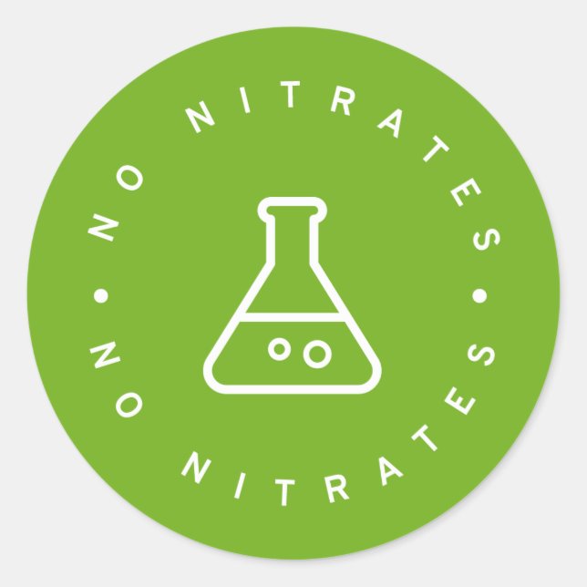 Keine Nitrate Runder Aufkleber (Vorderseite)