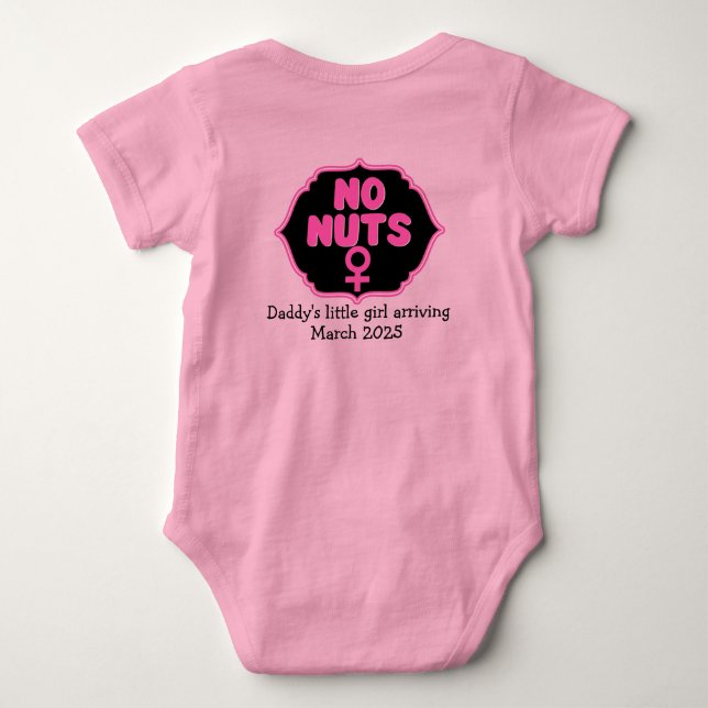Keine Nüsse | Hot Pink Gender Reveal Baby Ankündig Baby Strampler (Rückseite)