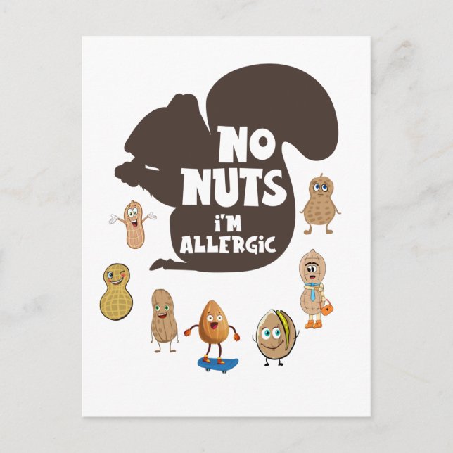 Keine Nüsse Ich bin allergische Erdnuss Allergie B Postkarte (Vorderseite)