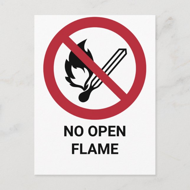 Keine offene Flamme, Verbotszeichen Postkarte (Vorderseite)