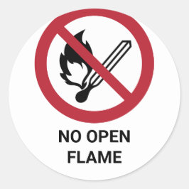 Keine offene Flamme, Verbotszeichen Runder Aufkleber