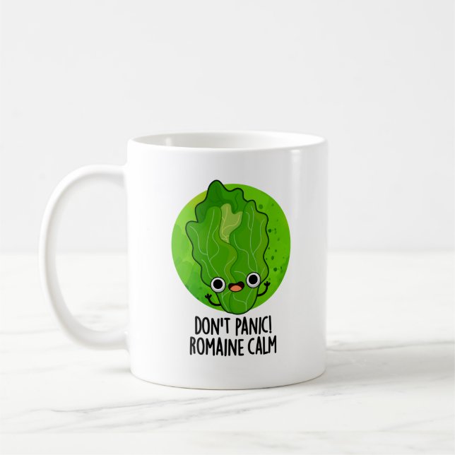 Keine Panik Romaine Calm Funny Veggie Pun Kaffeetasse (Links)
