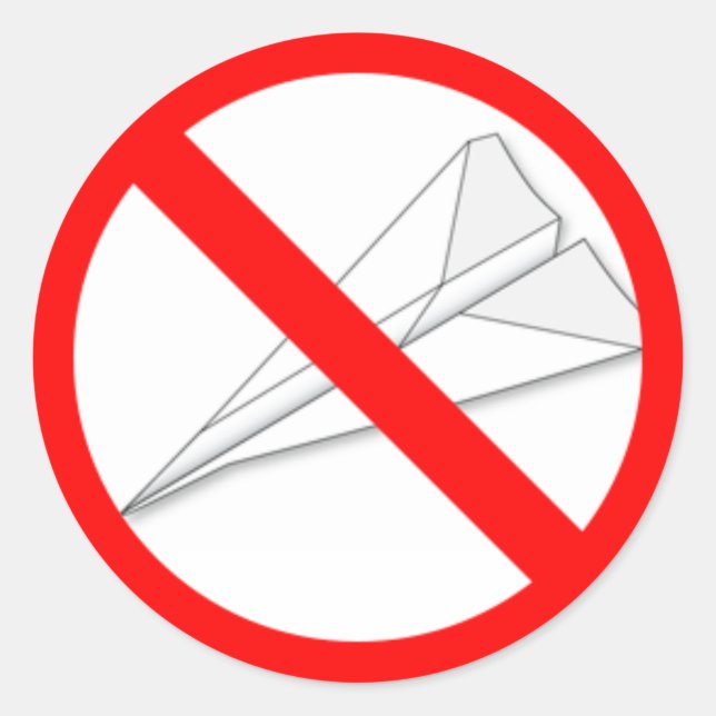 Keine Papierflugzeuge Runder Aufkleber (Vorderseite)
