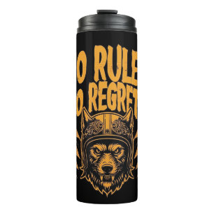 Keine Regeln kein Bedauern - Wolf Biker Graphic Thermosbecher