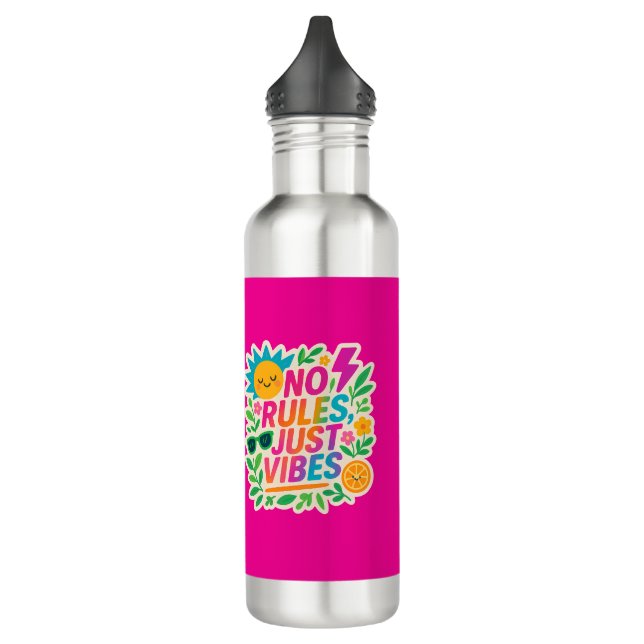 Keine Regeln nur für Vibes - Neon Gradient Kawaii- Edelstahlflasche (Links)