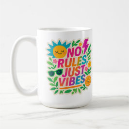 Keine Regeln nur für Vibes - Neon Gradient Kawaii- Kaffeetasse