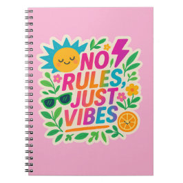 Keine Regeln nur für Vibes - Neon Gradient Kawaii- Notizblock
