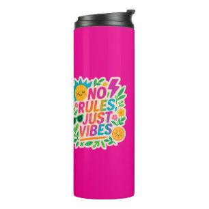Keine Regeln nur für Vibes - Neon Gradient Kawaii- Thermosbecher
