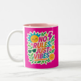 Keine Regeln nur für Vibes - Neon Gradient Kawaii- Zweifarbige Tasse