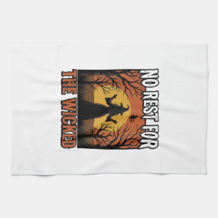Keine Ruhe für die Bösen Vintage Hexe Halloween De Geschirrtuch