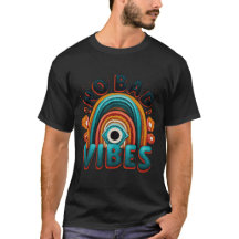 Keine schlechten Vibes. Retro-Regenbogen- und Auge