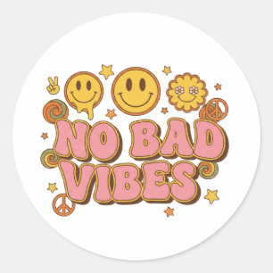 Keine schlechten Vibes Retro Smiley Aufkleber   70