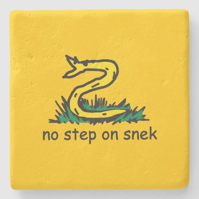 Keine Schritte auf snek memes Gadsden parody SnekR Steinuntersetzer (Vorderseite)